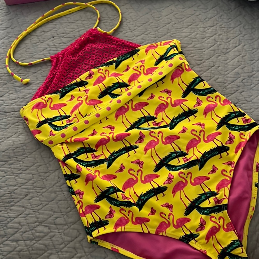 VIGOSS Girls Flamingo Besties 1Piece Bathing Suit (14)